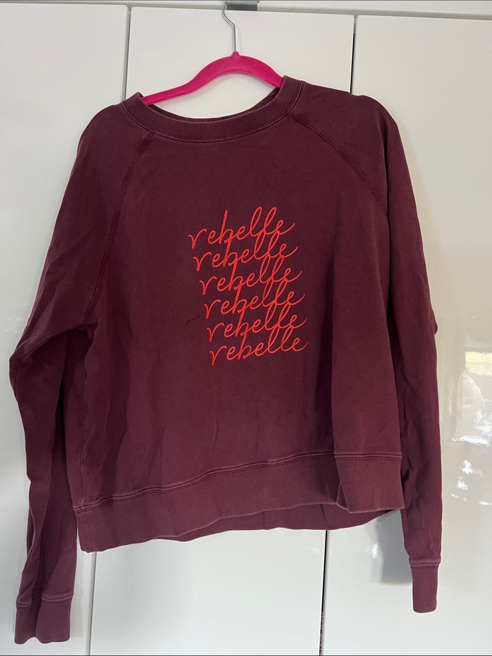 Stella & Dot Burgundy Crewneck Sweatshirt with Red Script